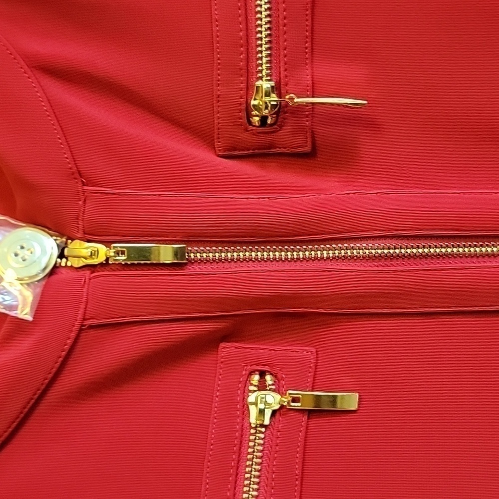 Boston Proper-Red long sleeved knit sweater with gold zippers  Size L. NWT. - Picture 7 of 13